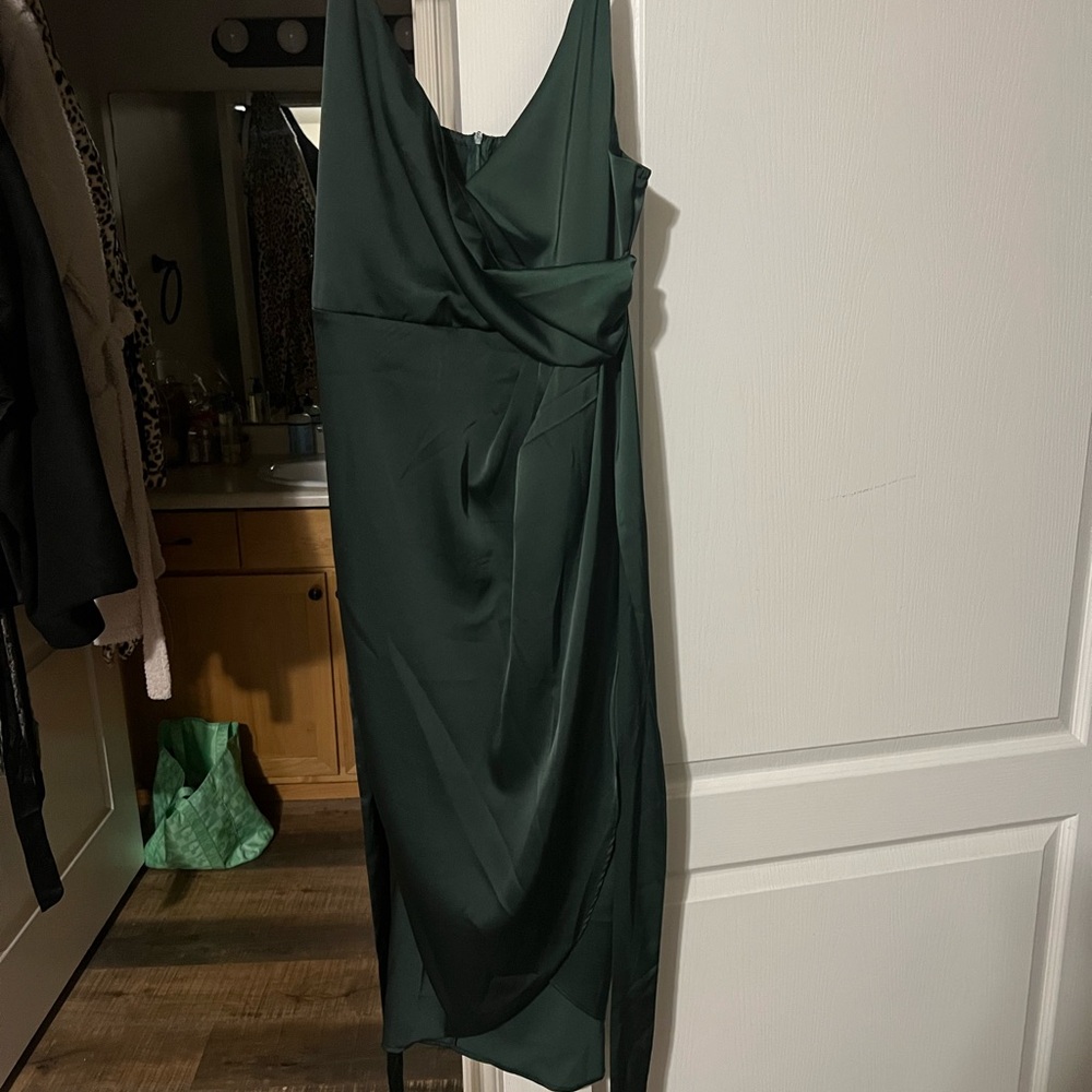 Cider Green Asymmetrical Sheath Dress for Cocktail